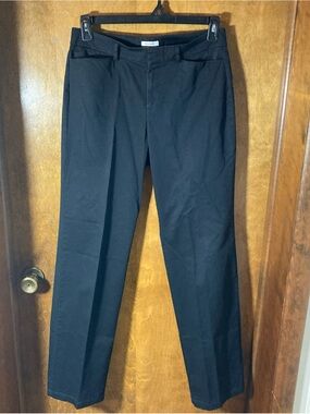 Dockers Women Black Flat Front Relaxed Ideal Fit Casual Metro Work Pant Size 8L